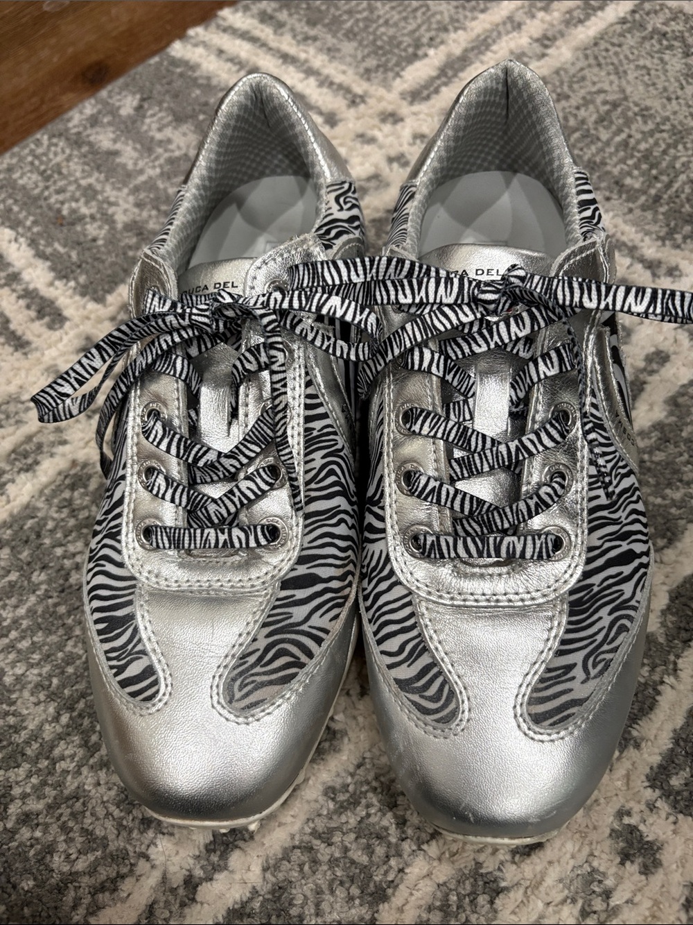 Silver Zebra-Print Women’s Sneakers - Metallic Animal Accent